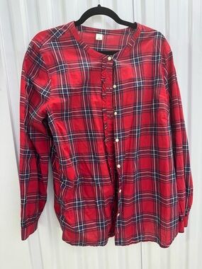 Red Plaid Button-Up Shirt